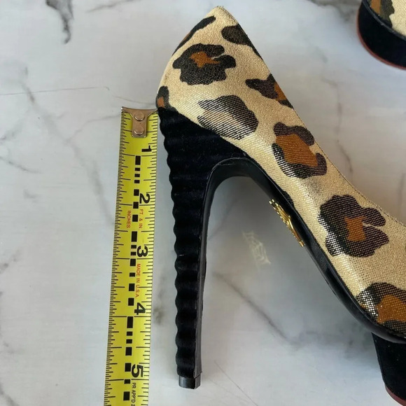 Charlotte Olympia Dolly Leopard Beige Gold Black Figure Heel Platform Pu… - Picture 16 of 16